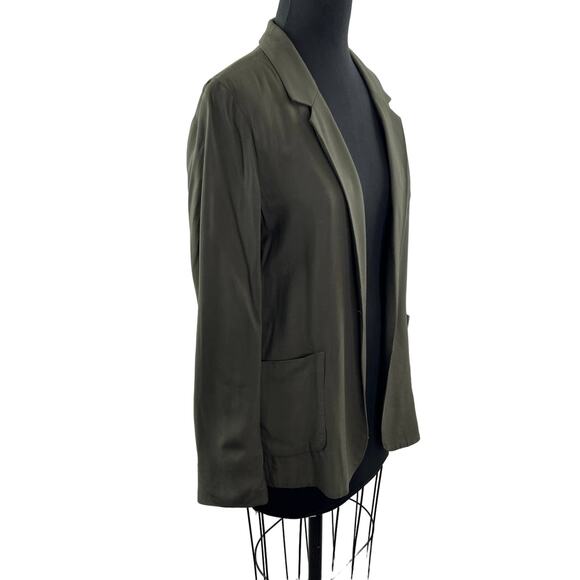 TALULA Green 8 KENT Blazer Open Front Long Sleeve Notch Lapel Single Breasted - Picture 2 of 10